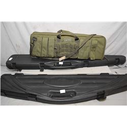 Lot of Three Items :  Two Hard Plastic Rifle Cases - One Green Nylon Case