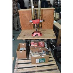 Lot of Four Items: Pacific Loading Press w/ table - Three Boxes of Reloading Equipment Includ : Powd