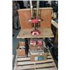 Image 1 : Lot of Four Items: Pacific Loading Press w/ table - Three Boxes of Reloading Equipment Includ : Powd