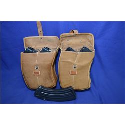 Lot : Two Leather Pouches w/ mags Lot : Two Leather Pouches with Four Pinned Mags in each