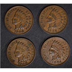 1893, 96, 1900 & 04 AU INDIAN CENTS