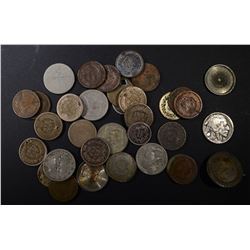 35-TYPE COINS LOW GRADE DAMAGE OR CORRODED