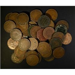 50 MIXED DATE AVE CIRC CANADIAN LARGE CENTS