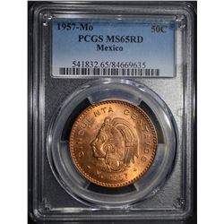 1957 MEXICO 50 CENTAVOS PCGS MS65RD