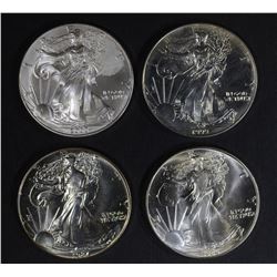 4-BU AMERICAN SILVER EAGLE ONE OUNCE SILVER COINS