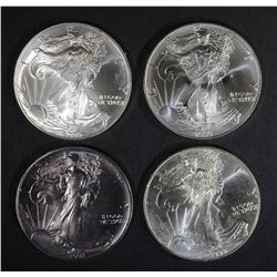 4-BU AMERICAN SILVER EAGLE 1 OUNCE SILVER COINS