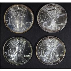 4-BU AMERICAN SILVER EAGLE 1 OUNCE SILVER COINS