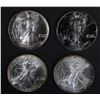 Image 1 : 4-BU AMERICAN SILVER  EAGLE 1 OUNCE SILVER COINS