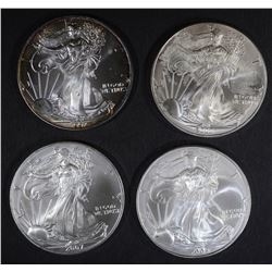 4-BU ONE OUNCE AMERICAN SILVER EAGLES