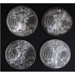 4-BU ONE OUNCE AMERICAN SILVER EAGLES