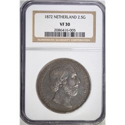 1872 NETHERLAND 2.5G NGC VF30