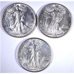 1941-D, 42 & 43 CH BU WALKING LIBERTY HALF DOLLARS