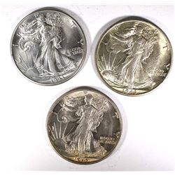 2-1943-S & 1-1943  CH BU WALKING LIBERTY HALVES