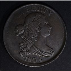 1804 HALF CENT PLAIN 4 STEMLESS AU