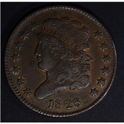 1828 13 STARS HALF CENT XF+