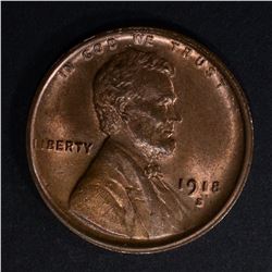 1918-S LINCOLN CENT CH/GEM BU RB