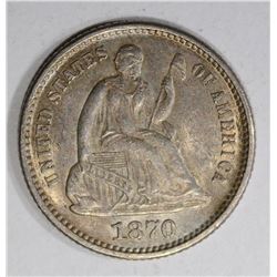 1870 SEATED LIBERTY HALF DIME  AU