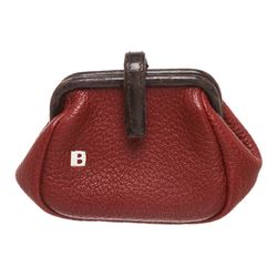 Bally Red Leather Brown Trim Small Coin Purse