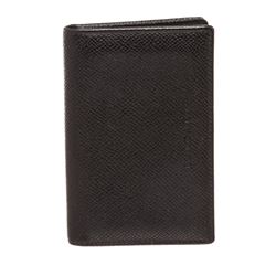 Bvlgari Black Pebbled Leather Cardholder Wallet