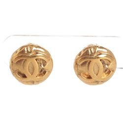 Chanel Gold CC Round Disk Vintage Clip On Earrings 97A