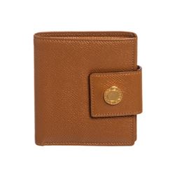 Bvlgari Brown Leather Compact Bifold Wallet