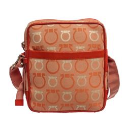 Salvatore Ferragamo Orange Canvas Leather Gancini Crossbody Bag