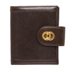 Bvlgari Brown Leather Card Holder Small Wallet