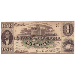 1863 $1 Alabama Confederate Note