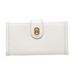 Bvlgari White Leather Snap Closure Long Wallet