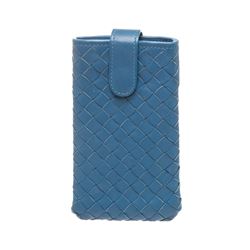 Bottega Veneta Blue Woven Leather Phone Case