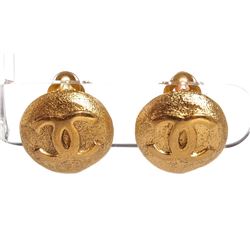 Chanel Gold CC Disk Vintage Clip On Earrings