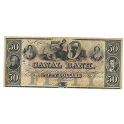 1800's $50 Canal Bank, New Orleans, LA Obsolete Bank Note