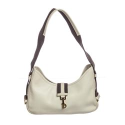 Gucci Vintage Cream Brown Leather Shoulder Bag