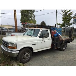 1997 FORD F-350 XL WORK TRUCK, WHITE, GAS, MANUAL, VIN # 1FDJF37G1VEC19983, 75,400KMS, HAS