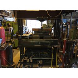 SHOP BUILT 10 TON HYDRAULIC PRESS, COMES WITH PICTURED ACCESSORIES