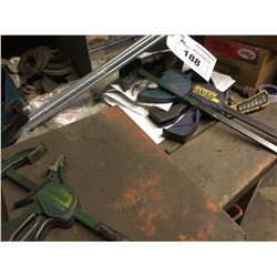 REMAINING CONTENTS ON AND BELOW WORK BENCH, RED AND BLACK TOOL BOX IN PICTURE NOT INCLUDED