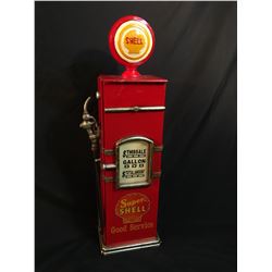 Vintage Shell Gas Pump Shaped Wooden Cabinet, 39'' Tall