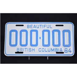 RARE - 1964 BC Sample Plate.