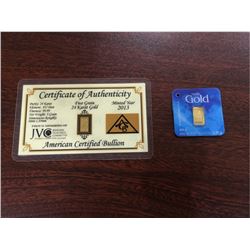 2-Gold Bars - .056g &  24Karat - 5 grain