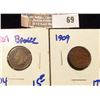 Image 1 : 1864 and 1909 Indian Head Cent