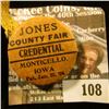 Image 2 : Rattle Medal with Cloth hangar "Jones County Fair Credential Monticello, Iowa Pat. Jan. 23, '06",