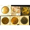 Image 1 : (5) Different Iowa Centennial Medals, all brass. Includes Rowley, Red Oak, Rippey, Mount Pleasant, &