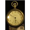 Image 1 : Elgin National Watch Company Men's Open face Pocket Watch with Engraved Locomotive Silverode case. M