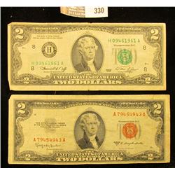 Series 1953C $2 U.S. Note "Red Seal" & Series 1976 $2 Federal Reserve Note.