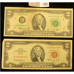 Series 1963A $2 U.S. Note "Red Seal" & Series 1976 $2 Federal Reserve Note.