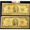Image 1 : Series 1963A $2 U.S. Note "Red Seal" & Series 1976 $2 Federal Reserve Note.