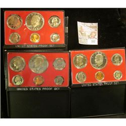 1974 S, 75 S, & 76 S U.S. Proof Sets. All original as issued. CDN bid is $22.50.