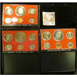 1974 S, 75 S, & 76 S U.S. Proof Sets. All original as issued. CDN bid is $22.50.