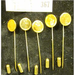 Set of 5 Simulated Fractional Gold Stick Pins, which were originally offered for sale at Coin Shows 