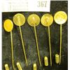 Image 3 : Set of 5 Simulated Fractional Gold Stick Pins, which were originally offered for sale at Coin Shows 